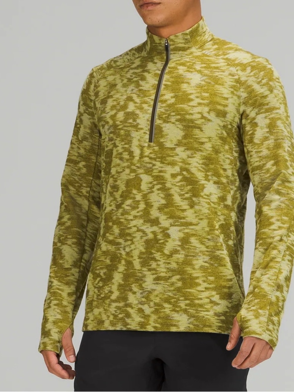 Lululemon Surge Warm 1/2 Zip Pullover Long Sleeve Jacquard Dew Moss Green L